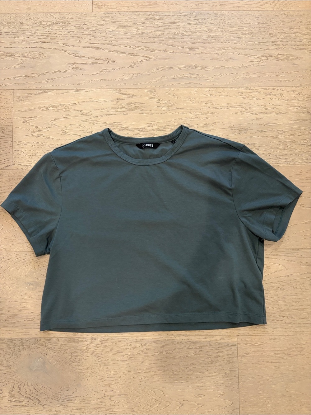 Cuts Clothing Cropped Crewneck Tee - Slate Green